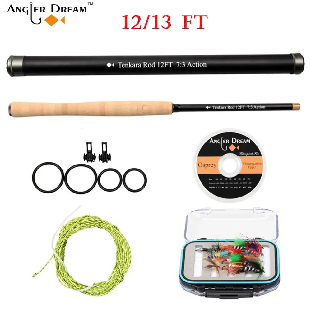 12/13 футов Tenkara набор из углеродного волокна ручного полюса удочка для рыбалки &