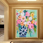 Красочная цветочная картина маслом на холсте абстрактный цветок плакат и принты картина домашний декор Настенная картина для гостиной