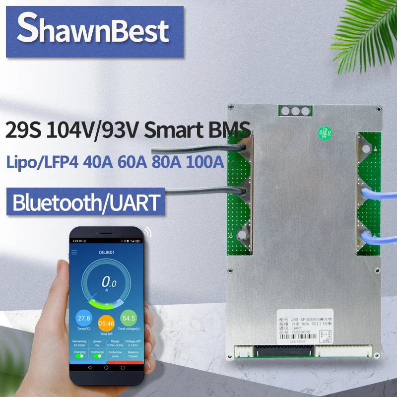Модуль BMS литий-ионный 29s 104 в 40 А 60 80 а умный порт Sup баланс Bluetooth устройство для