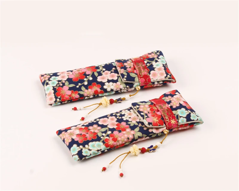 Blue Japanese Style Cherry Blossoms Pattern Handmade Pen Bags Storage Cover Case Pouch Unisex New Year Gifts 1pcs |
