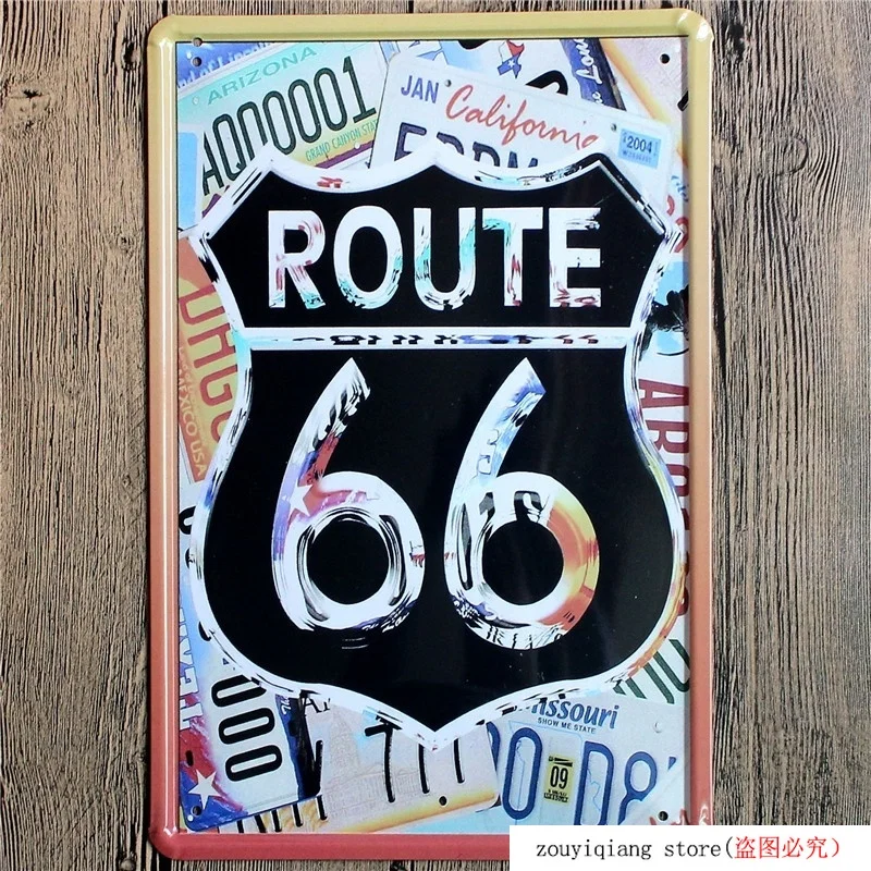 Красочные ROUTE 66 Модные металлические жестяные вывески для бара клуба паба кафе