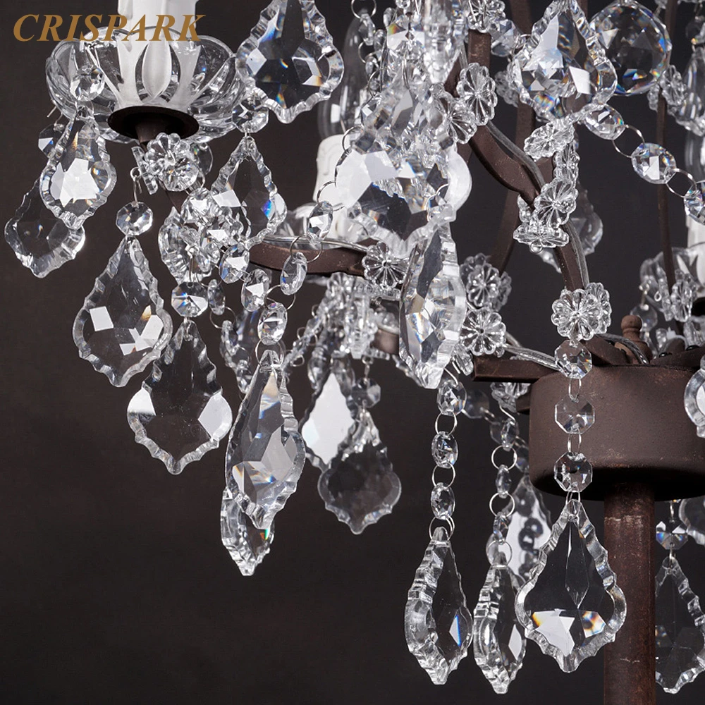 19th C. Rococo железный и хрустальный напольный светильник Франция страна Хрустальный