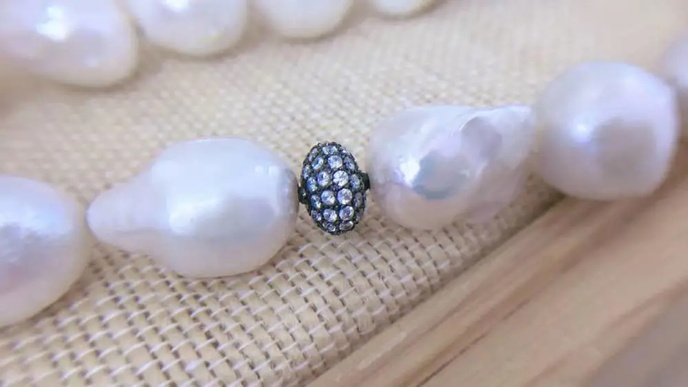 ?? バロックナチュラル淡水パールネックレス925スターリングシルバー立方ジルコンヒョウ45センチメートル動物のネックレス送料無料