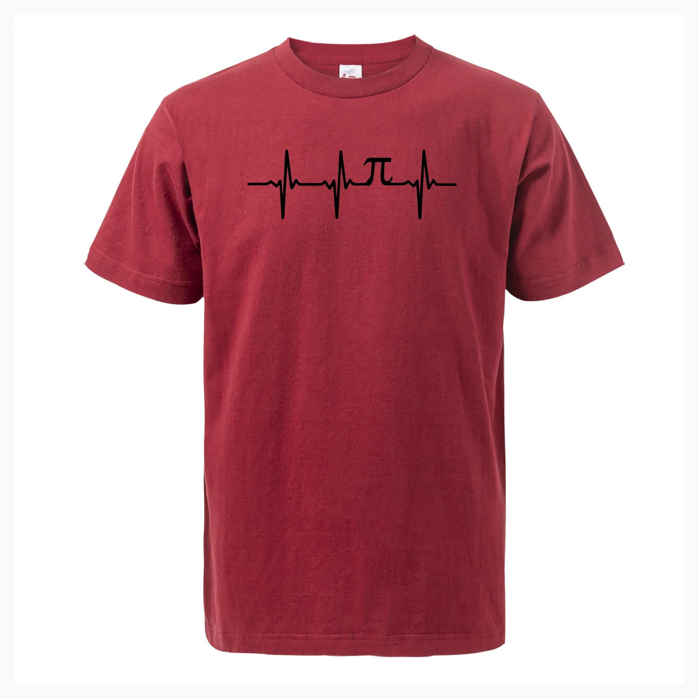 Забавная футболка Pi Heartbeat, футболки с математическим принтом, хлопковые повседневные футболки с коротким рукавом и круглым вырезом размера плюс, модная одежда для фитнеса в стиле хип-хоп, уличная одежда - Цвет: Wine Red 1