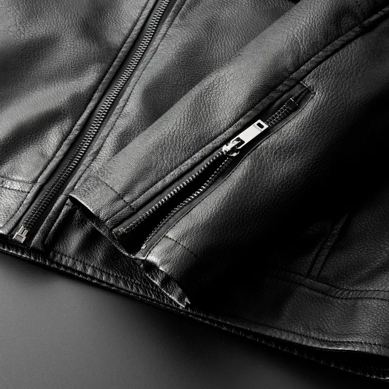 Мужская кожаная куртка Повседневная Уличная мотоциклетная из искусственной