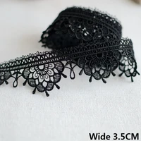 3 5cm wide exquisite white black polyester embroidered ribbon 3d flower fringe lace edging trim diy apparel sewing accessories