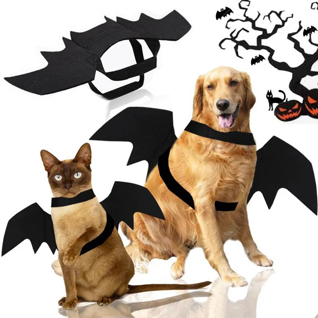 

Black Pet Cat Bat Ghost Puppy Animal Cosplay Apparel Clothes Wings Halloween Dog Costume
