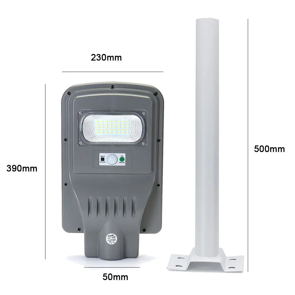 

40W LED Solar Lamp 2000LM Wall Street Light with 50cm Pole Radar PIR Motion Sensor Security Lamp for Outdoor Garden Plaza Yard