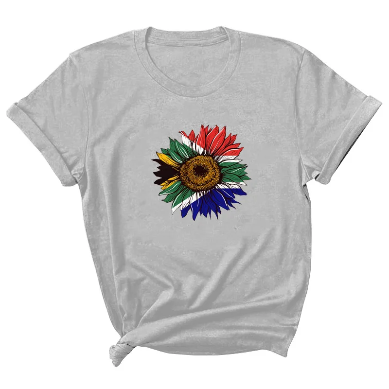 

Colourful Sunflower Print Women T Shirt Short Sleeve O Neck Loose Women Tshirt Ladies Tee Shirt Tops Clothes Camisetas Mujer
