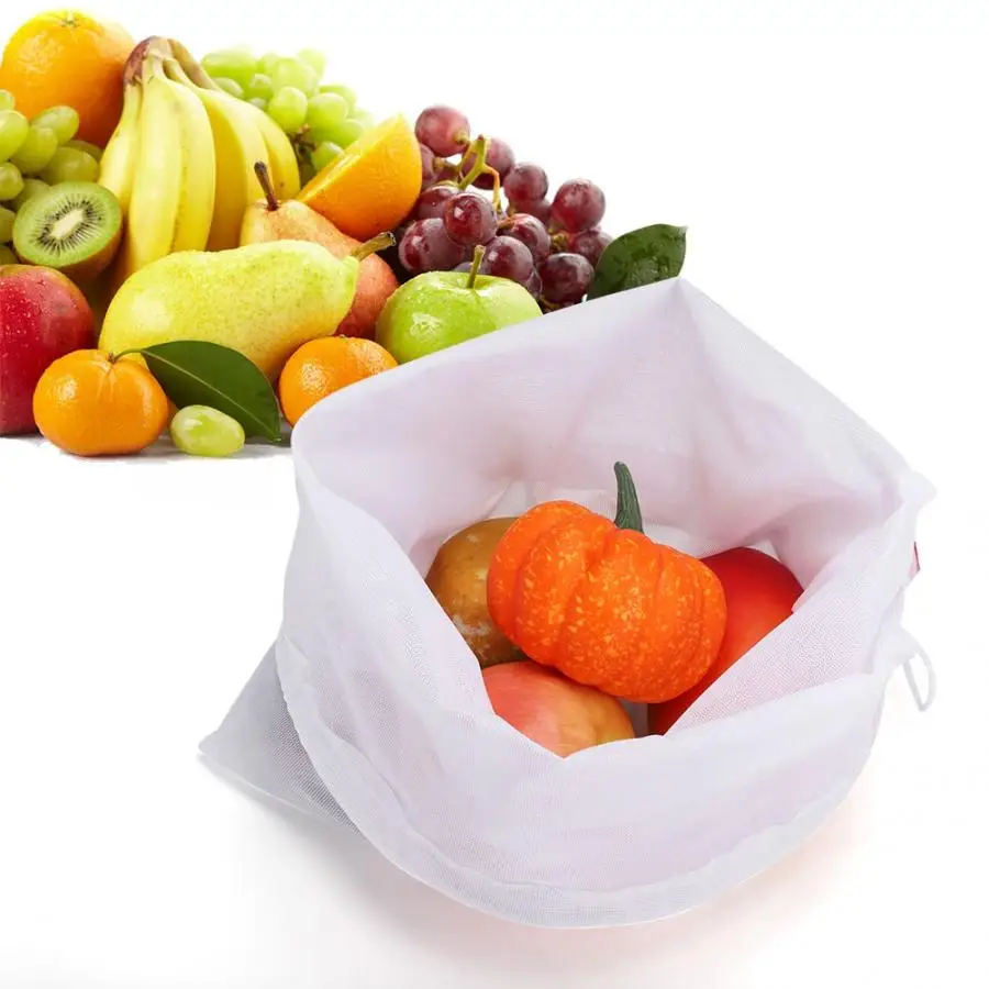 Многоразовая сетчатая продуктовая сумка 5 шт. моющиеся экологически чистые сумки