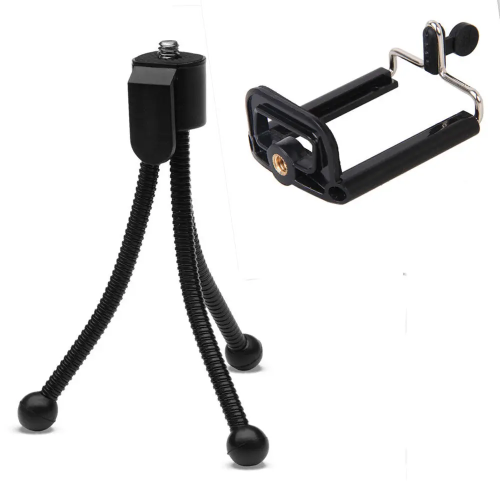 Tripod with Clip Штатив для телефона Гибкий штатив держатель мобильного телефона кронштейн подставка крепление цифровая камера Мини Портативный Гибкий Настольный стент - Цвет: Tripod with Clip