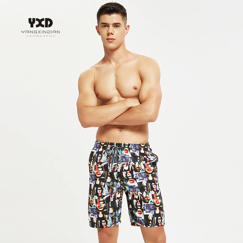 

Plus size Running Shorts Men Swimsuit Man Swimwear Mens Short Pants Surf Joggers Sport Gym Beach Wear Mans Quick Dry Vintage