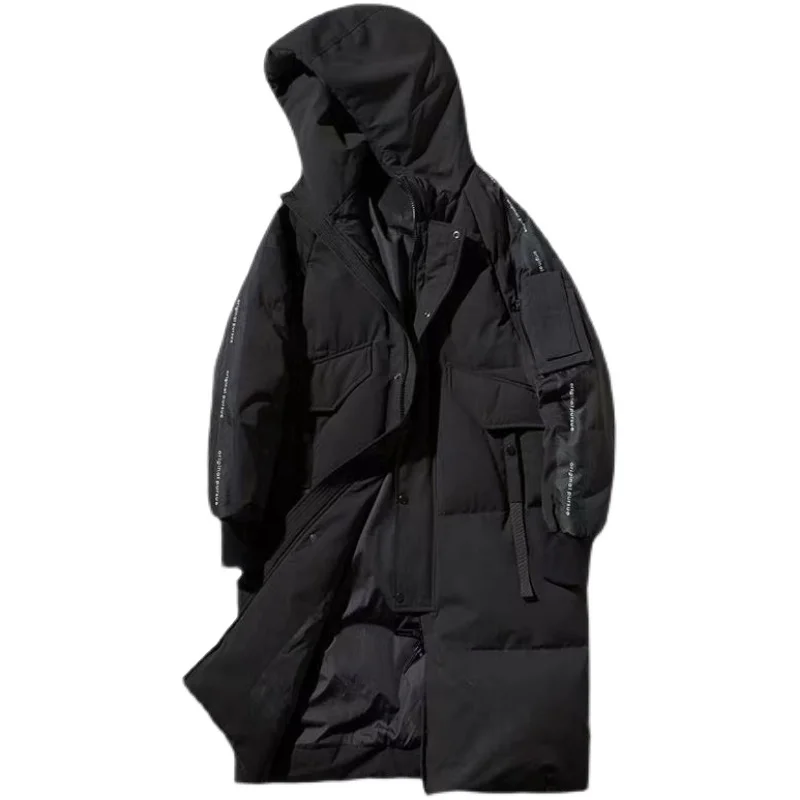 2021 Winter New Fashion Brand Down Jacket Men's Mid-length Couple Winter Wear White Duck Down Tooling Thickened Female Jacket