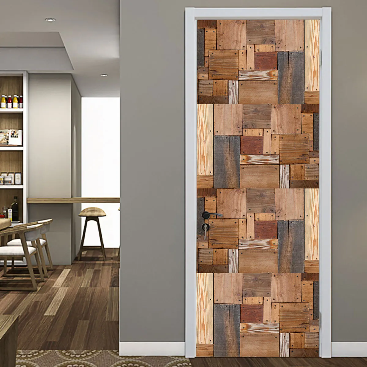 

Наклейки на двери, Имитация деревянной доски, самоклеящиеся