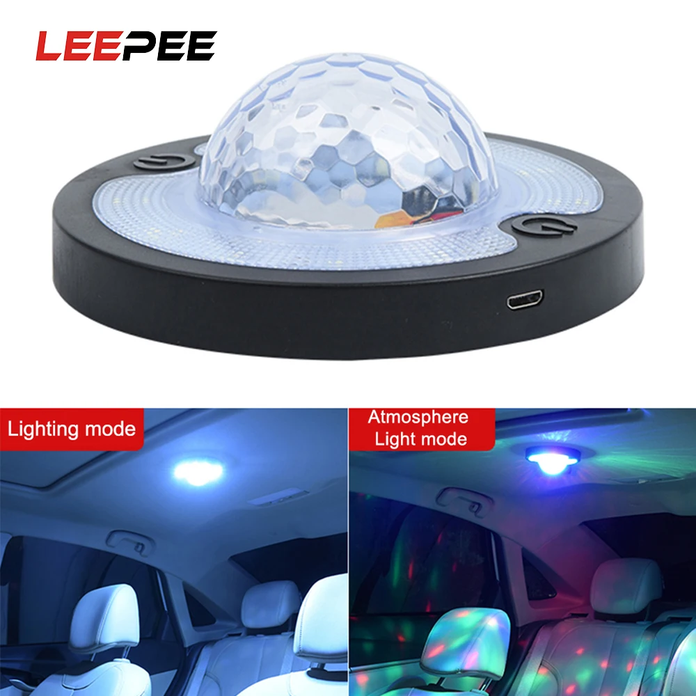 

Автомобильный атмосферный RGB-светильник LEEPEE для дискотеки, волшебный сценический светильник с голосовым управлением, декоративная лампа с ...