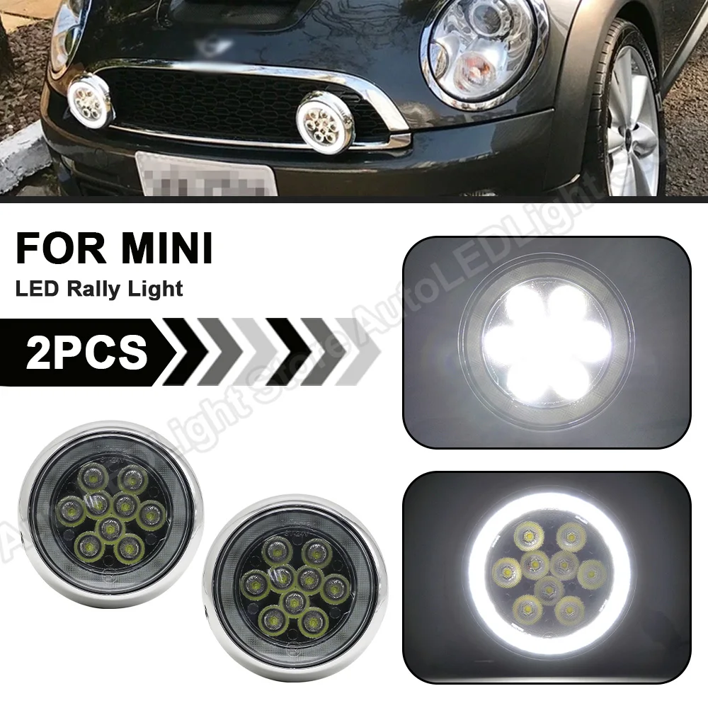2Pcs For Mini Cooper F55 F56 F57 2014 2015 2016 LED Halo Ring Fog DRL Rally Driving Light Daytime Running Daylight Rally Lamp