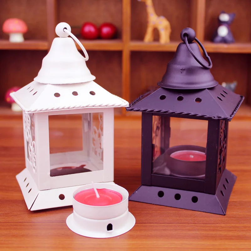 Металлические полые свечной фонарь Hangable Ретро декоративный подсвечник бытовой