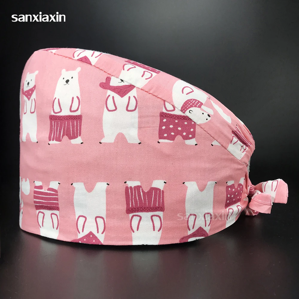 

Breathable cartoon printing doctor operating room work cap beauty salon nursing cap dentist clinic cotton unisex doctor hat