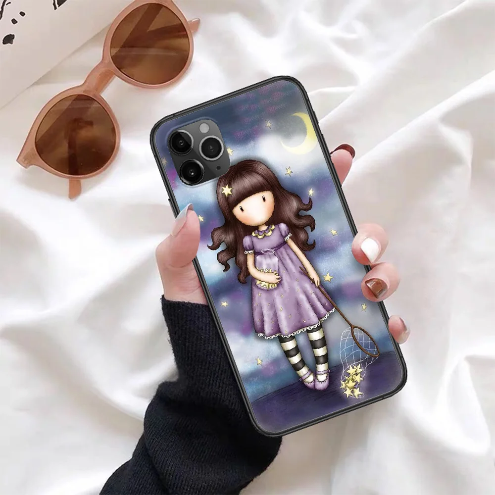 

Cartoon Lovely Santoro Gorjuss Phone Case For Iphone 4 4s 5 5S SE 5C 6 6S 7 8 Plus X XS XR 11 12 Mini Pro Max 2020 black Cover