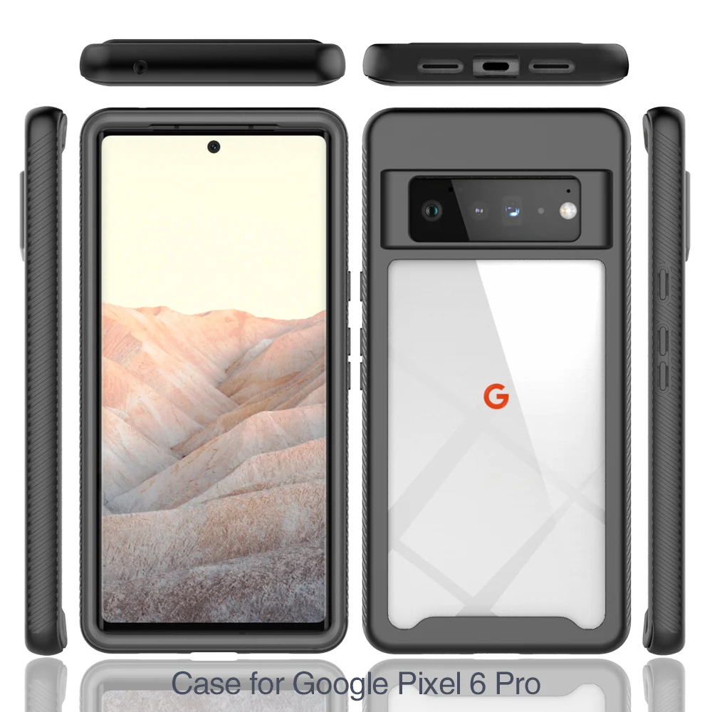 TPU+PC Transparent Back Case For Google Pixel 6 Pro Pixel 5A Pixel 5 Pixel 4A Pixel 4XL Pixel 3A XL 2in 1 Shockproof Cover Funda