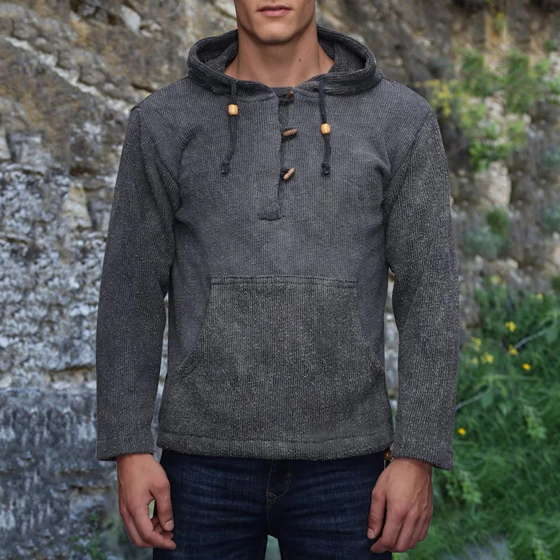 

Mens Retro Long Sleeve Pullovers Casual Drawstring Design Hooded Cardigan Tops For Men 2021 Autumn Fashion Solid Zippers Hoodies