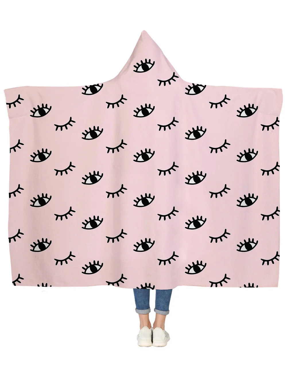 vender Cobertor Com Capuz Personalizado Removível Portátil Pestanas Rosa Desenho Animado