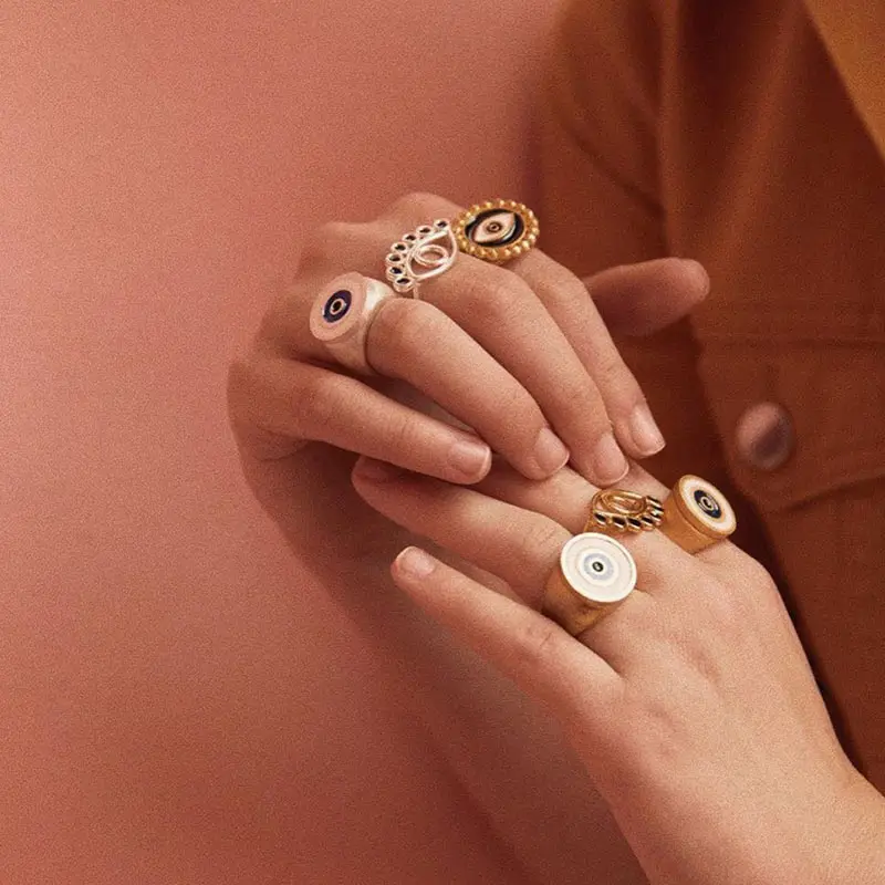 Женское кольцо с большим пальцем Flatfoosie Винтажное золотого цвета в стиле