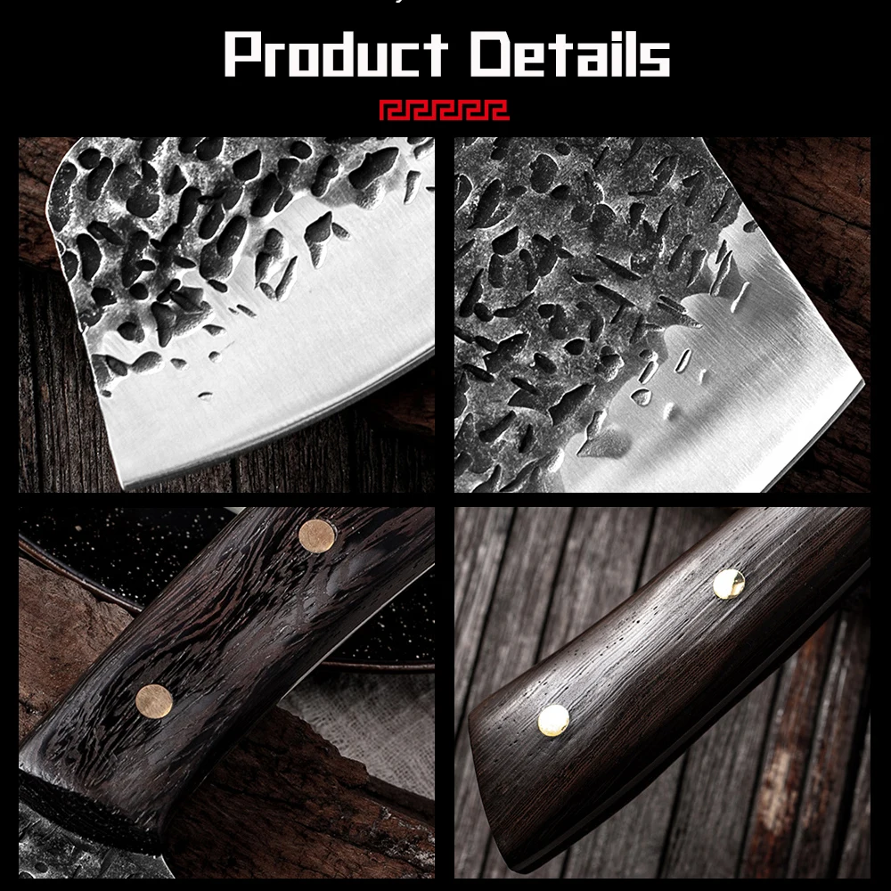 Антипригарный нож шеф повара кованый китайский для кемпинга сербский ручной