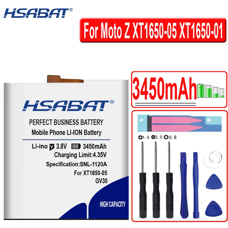 HSABAT GV30 3450 мА/ч, Батарея для Motorola Moto Z XT1650-05 XT1650-01 XT1650-03 XT1650-02 GV40