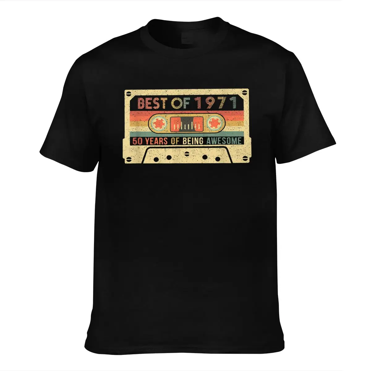 

Birthday Gift Best Of 1971 Cassette Tape T Shirt Retro Letters Man Awesome Cotton Print Tee Shirt Short-Sleeve Tshirt Oversize