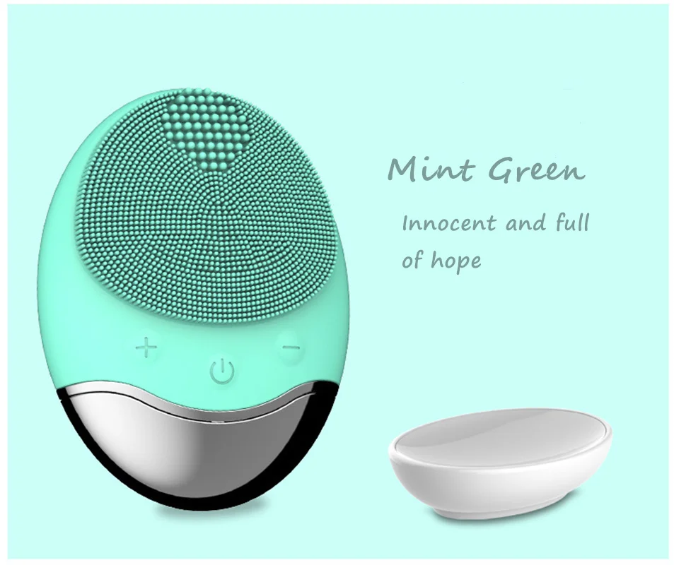 Mint Green Кисть для очистки дица, щетка для мытья, электрическая зарядка, Eletrica de, водостойкие инструменты для ухода за кожей, щетика для лица - Цвет: Mint Green