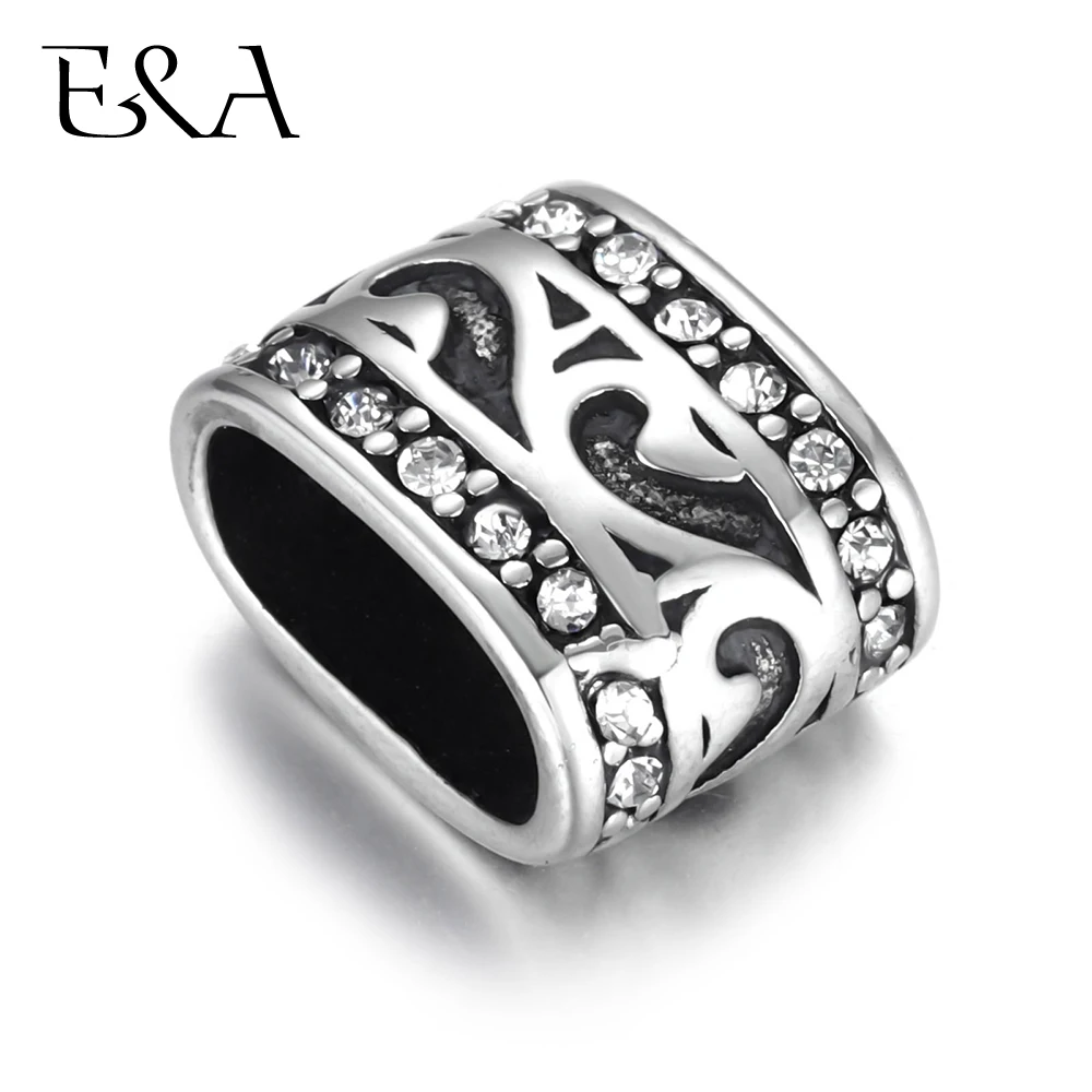 Бусины-слайдеры из нержавеющей стали для изготовления кожаных браслетов-шармов