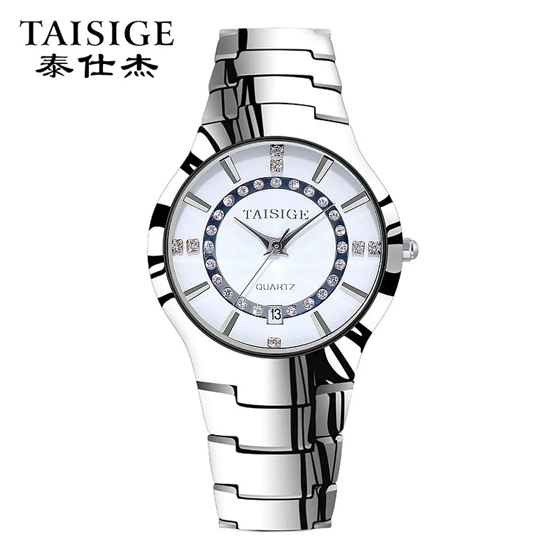 Часы наручные мужские круглые деловые кварцевые из вольфрамовой стали для