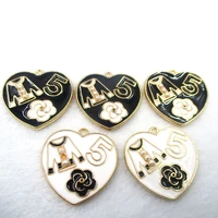 6pcspack number 5 heart alloy metal charms cabochon handmade diy european charms for bracelets jewelry making findings xl432