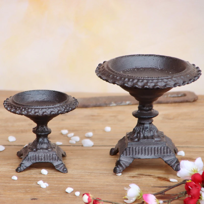 

European Four Angle Candlestick Cast Iron Handicraft Iron Classical Old Candlestick Wax Candle Retro Home Wedding