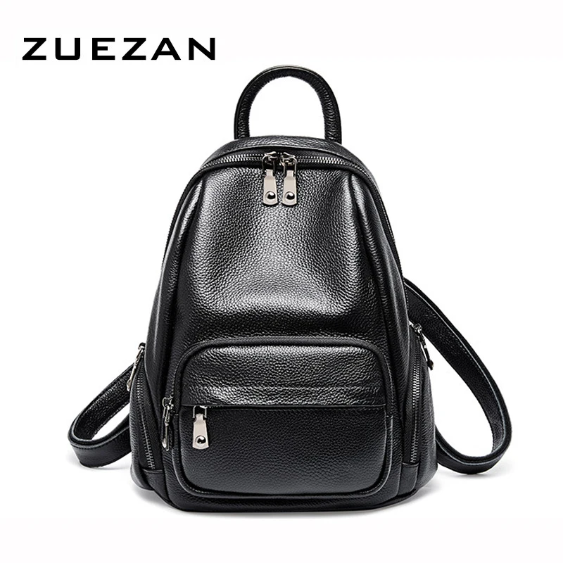 100% настоящий школьный рюкзак из натуральной коровьей кожи Черный Повседневный