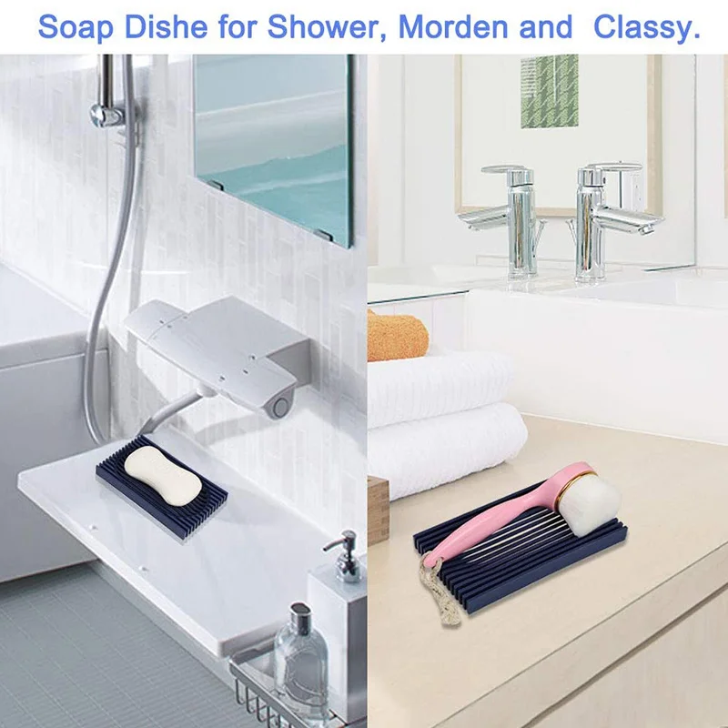 

High Shower Soap Dish Premium Self Draining Bar Soap Holder for Shower Modern Soap Saver for Bathroom Flexible Soap Tray LG66