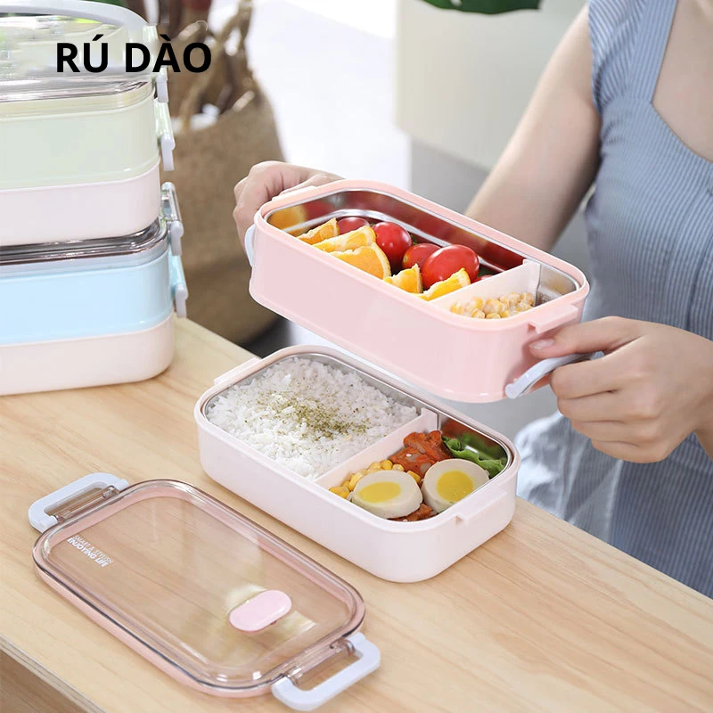 Однослойный/двухслойный Ланч-бокс из нержавеющей стали студенческий пищевой