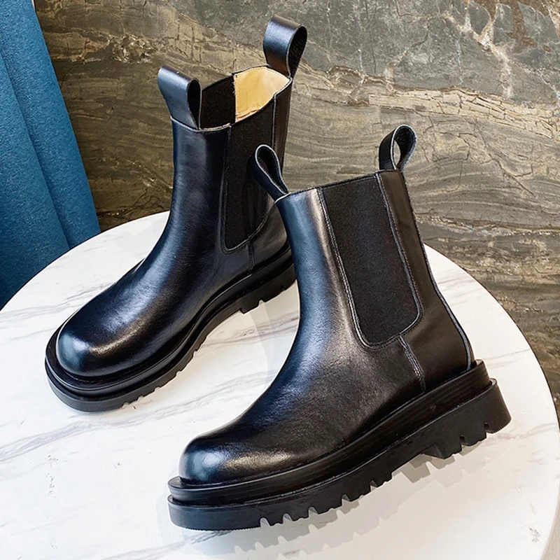 

2021 Women Motorcycle Anckle Boots Split Leather For Spring Autumn Winter Platform And Outsole By Handmade Size 35-40