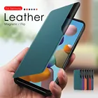 Магнитный кожаный флип-чехол для Samsug Galaxy A21s A52 A72 4G, зеркальный чехол с окошком для Sumsung A 21 A21 s 21 s 52 72 5 7 2, чехол-подставка