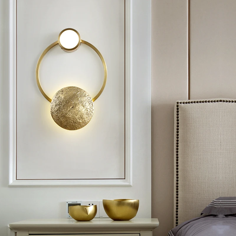 

Gold Lotus Leaf Wall Light Copper Lustre Vintage Wall Sconce Indoor Bedside lamp for Bedroom Retro Wall Decoration