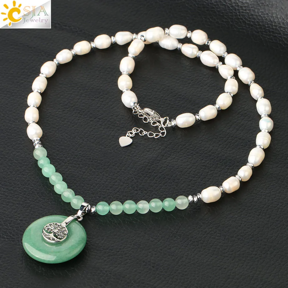 Овальное ожерелье CSJA из натурального жемчуга ажурное круглое мирное с пряжкой