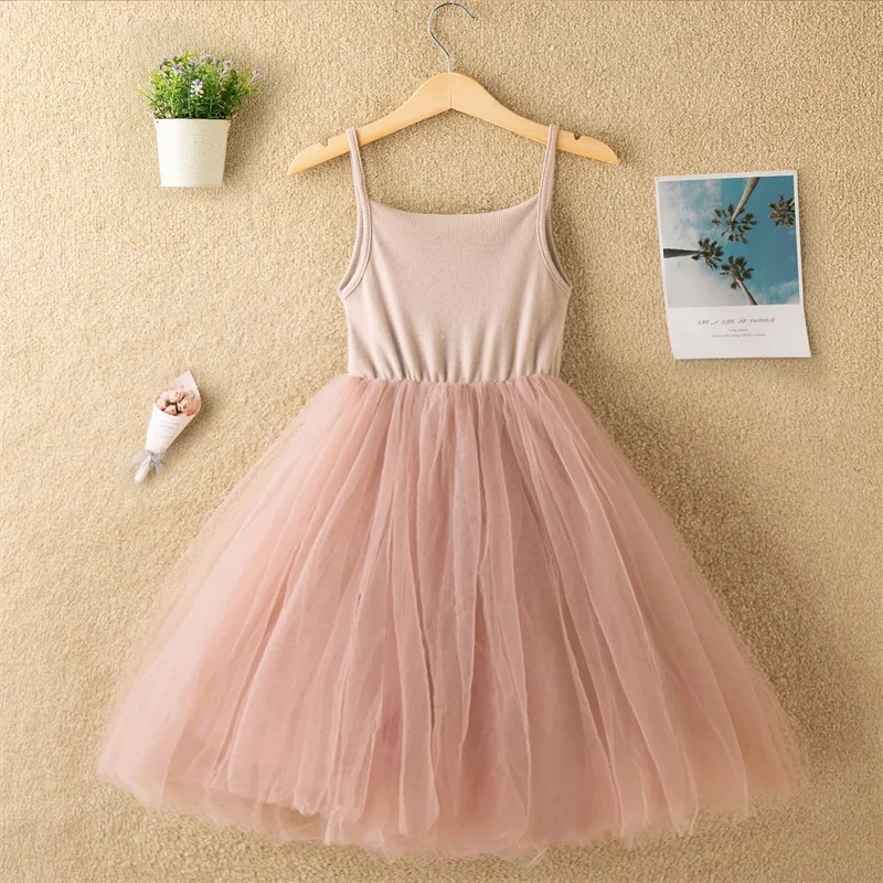 Летние платья для девочек пышное платье-пачка на лямках маленьких вечерние чный
