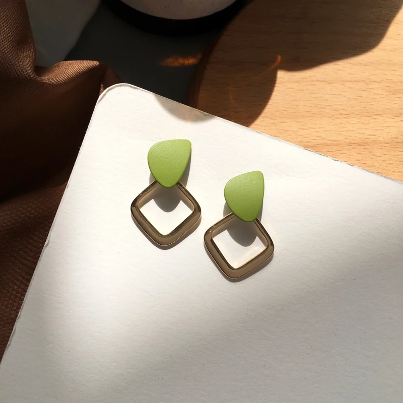 

S925 Modern Jewelry Drop Earrings 2020 New Design Metal Alloy Coating Green Red Earrings For Girl Student Gifts Wholesale