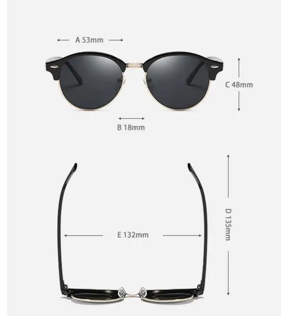 Мужские/женские мужские круглые поляризованные солнцезащитные очки |