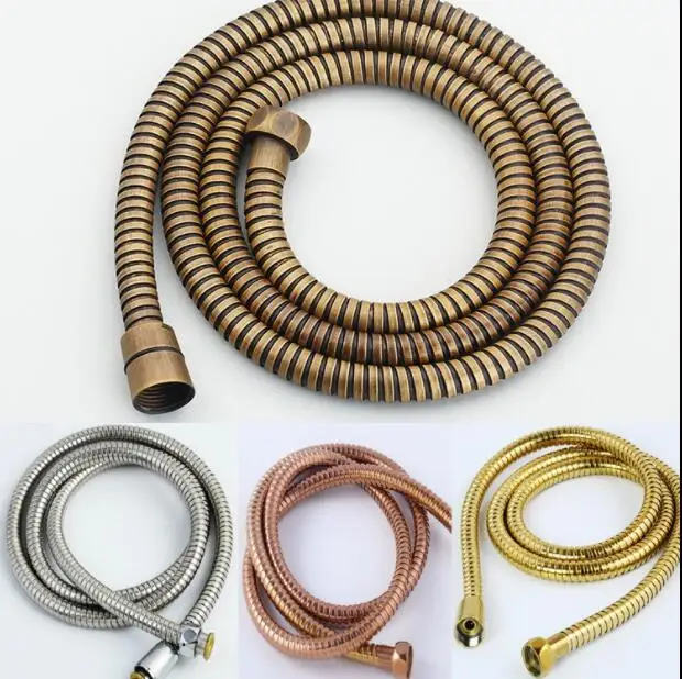 G 1/2'Black Shower Hose 150cm Stainless Steel Shower Tube Flexible Gold Bathroom Hose Plumbing Chrome ORB