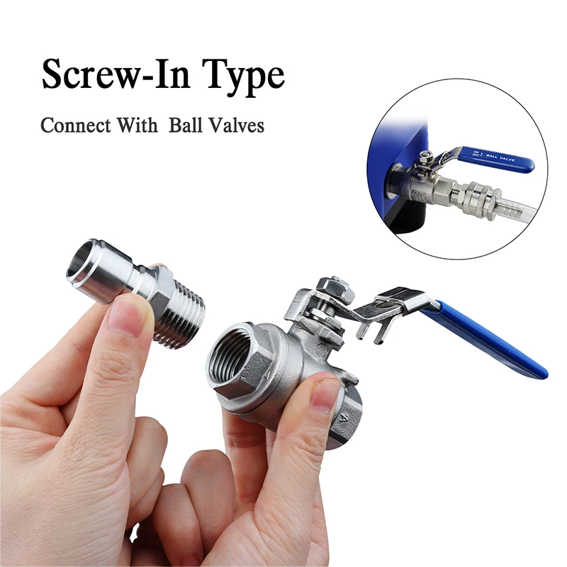 Шаровой кран из нержавеющей стали 304 набор для быстрого отключения BSP Keg Beer 1/2