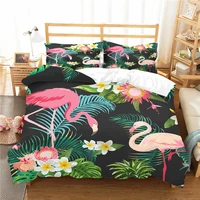 children bed linen 3d flamingo printed home textile with pillowcases black bedroom cover king single size