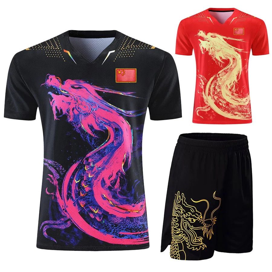 

CHINA Dragon National Table Tennis Shirt Shorts Men Women Boys Ping Pong Jerseys Girls Female Tenis Sets Table Tennis Clothes