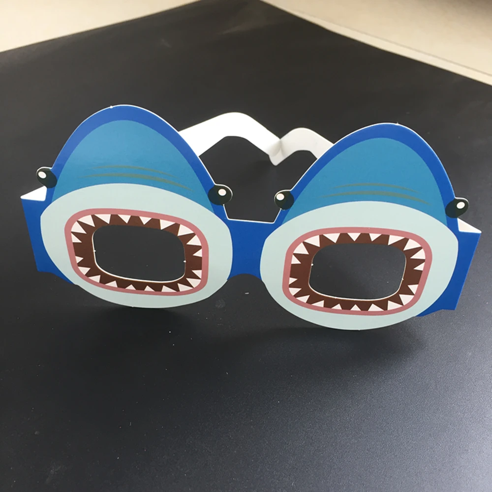 Акула с днем рождения баннер 12 штук Бумажные очки Дети день тема вечерние